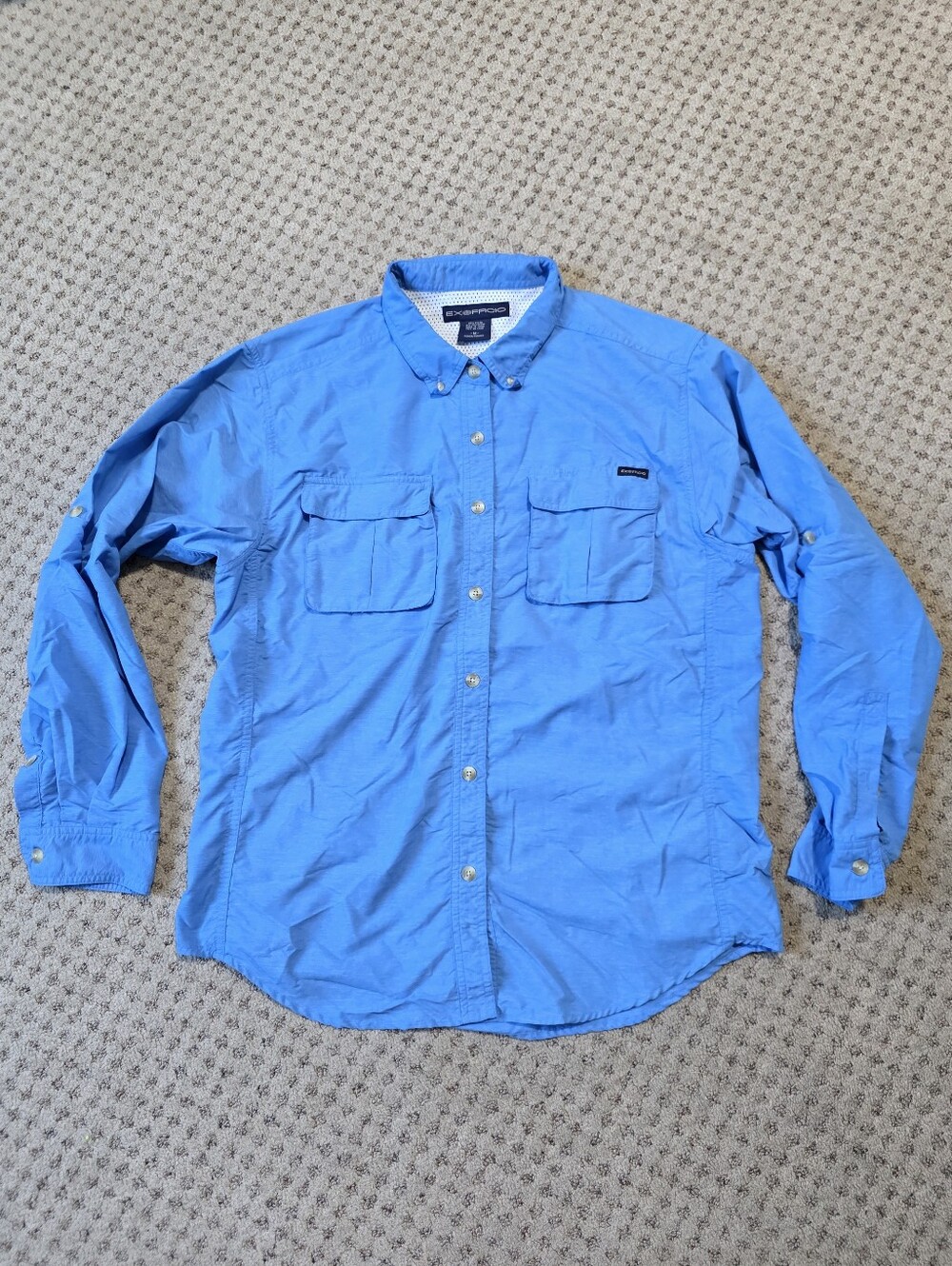 ExOfficio Blue Long-Sleeve Button-Up Convertible Sleeve Shirt